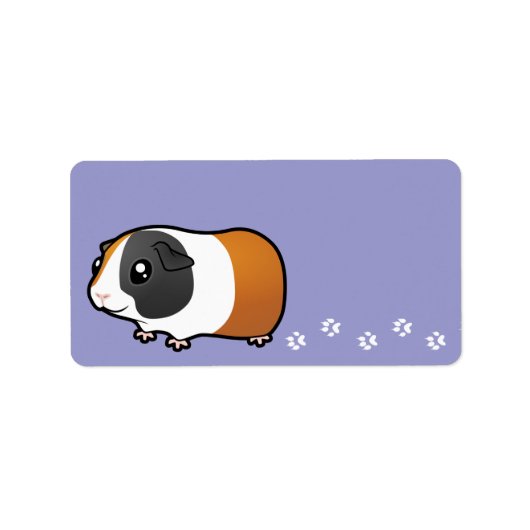 Cartoon Guinea Schwein (glatte Haare) Adressaufkleber (Vorne)