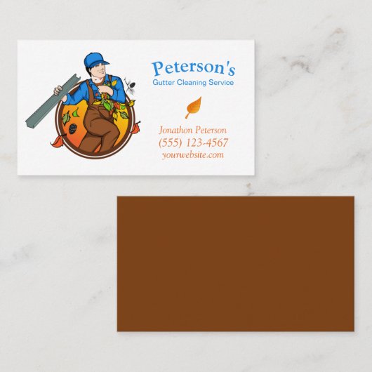 Cartoon Gutter Clearing Service Typ Visitenkarte (Vorne/Hinten)