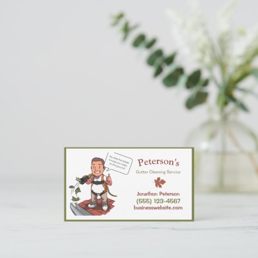 Cartoon Gutter Clearing Service Typ Visitenkarte (Stehend Vorderseite)