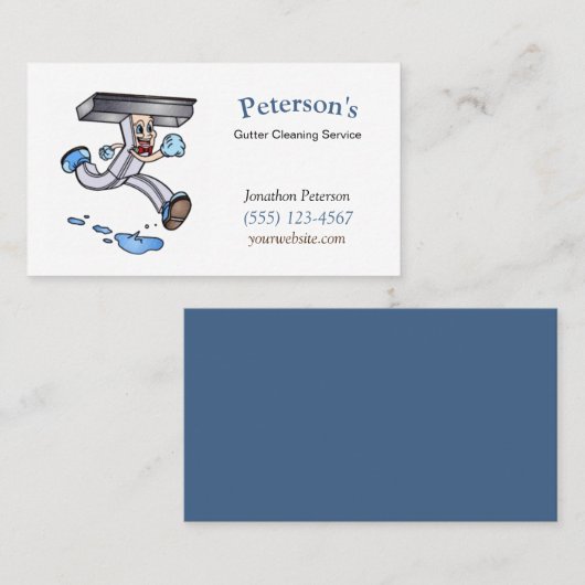 Cartoon Gutter Clearing Service Typ Visitenkarte (Vorne/Hinten)