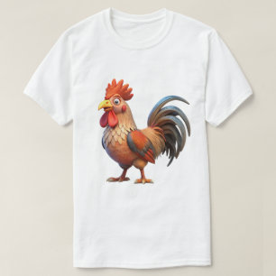 Cartoon-Hahn-T-Shirt Lustiges Tier-Grafik-T-Shirt T-Shirt