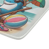 Cartoon Hai am Strand Schneidebrett (Ecke)