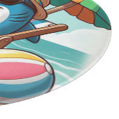 Cartoon Hai am Strand Schneidebrett (Ecke)