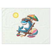 Cartoon Hai am Strand Tischdecke (Vorderseite (Horizontal))