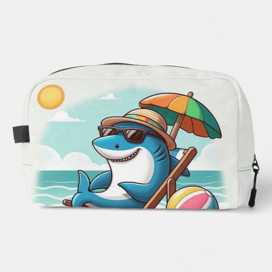Cartoon Hai am Strand Waschbeutel (Vorderseite)