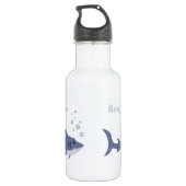 Cartoon Hai Kid Wasserflasche mit Name (Rückseite)