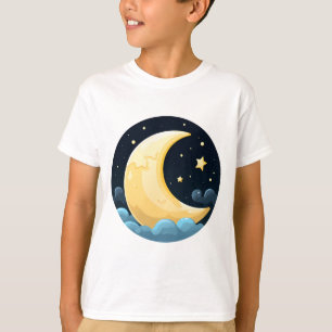 Cartoon-Halbmond und Sterne – Nachthimmel für Kind T-Shirt