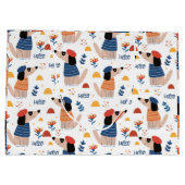 Cartoon Hallo Hund nahtlos Muster große Geschenkta Geschenktüte (Rückseite)