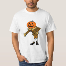 Cartoon Halloween Brown Pumpkin Person Graphic T-Shirt