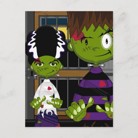 Cartoon Halloween Frankensteins Monster Postkarte (Vorderseite)