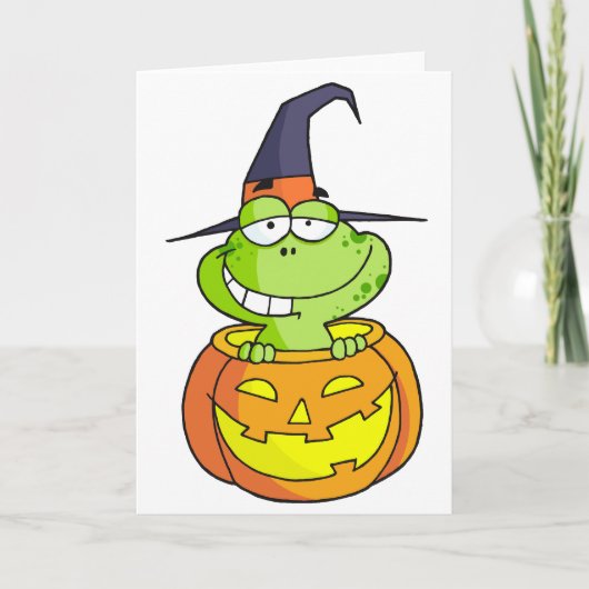 Cartoon Halloween Frosch Karte (Vorderseite)