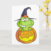 Cartoon Halloween Frosch Karte (Gelbe Blume)