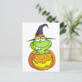 Cartoon Halloween Frosch Postkarte (Stehend Vorderseite)