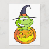 Cartoon Halloween Frosch Postkarte (Vorderseite)