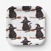 Cartoon Halloween Hexen Cat Pappteller (Vorderseite)
