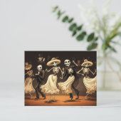 Cartoon Halloween Swing Dance Postkarte (Stehend Vorderseite)