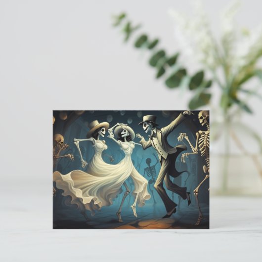 Cartoon Halloween Swing Dance Postkarte (Stehend Vorderseite)