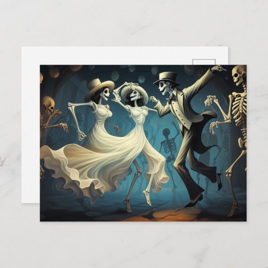 Cartoon Halloween Swing Dance Postkarte (Vorne/Hinten)