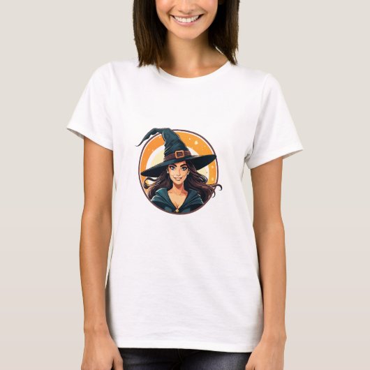 Cartoon halloween witch portrait T-Shirt (Vorderseite)