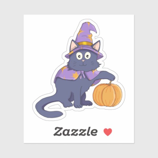 Cartoon Halloween Wizard Cat Aufkleber (Blatt)