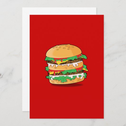 Cartoon Hamburger Einladung (Vorne/Hinten)