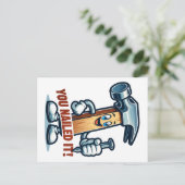 Cartoon hammer: "Du hast es genippt!" Postkarte (Stehend Vorderseite)