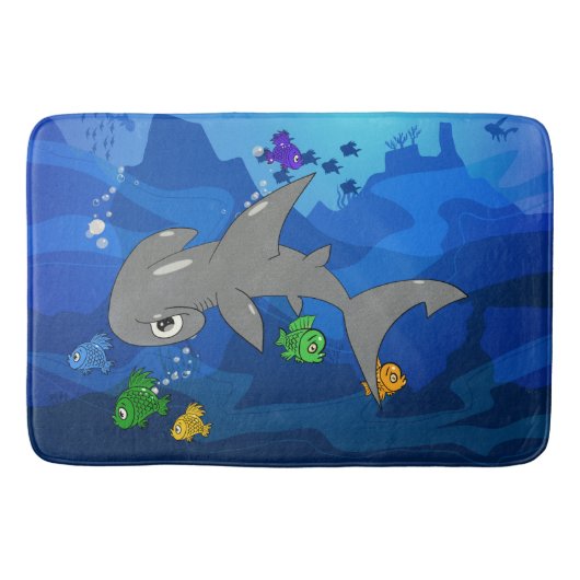 Cartoon Hammerhead Shark Badematte (Vorderseite)