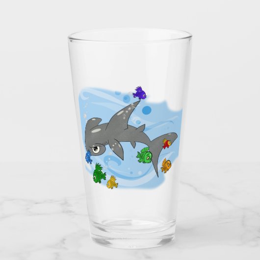 Cartoon Hammerhead Shark Glas (Vorderseite)