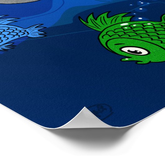 Cartoon Hammerhead Shark Poster (Ecke)