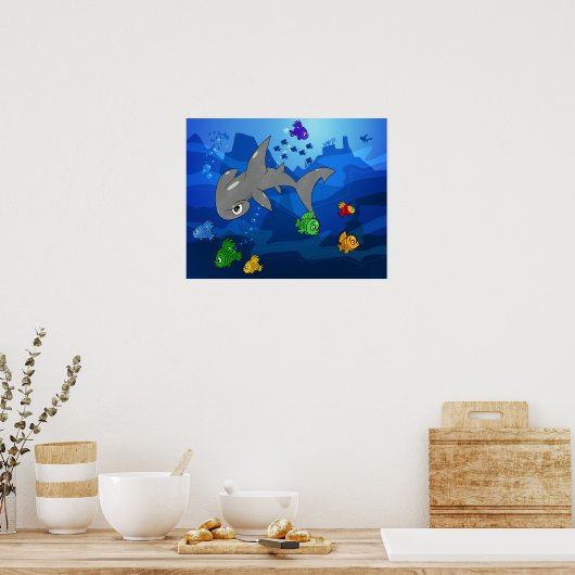 Cartoon Hammerhead Shark Poster (Küche)