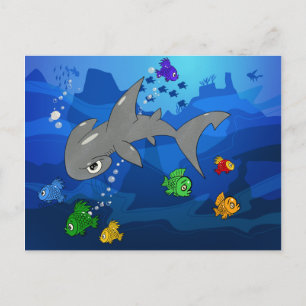 Cartoon Hammerhead Shark Postkarte