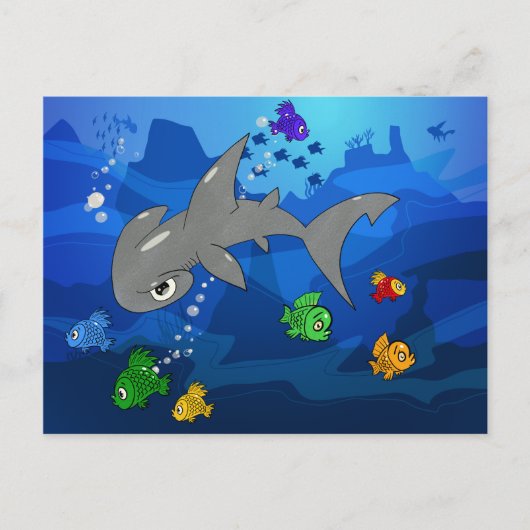 Cartoon Hammerhead Shark Postkarte (Vorderseite)