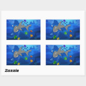 Cartoon Hammerhead Shark Rechteckiger Aufkleber (Blatt)
