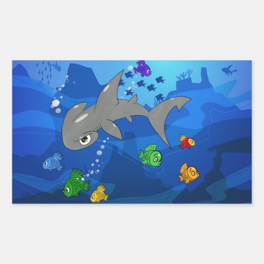 Cartoon Hammerhead Shark Rechteckiger Aufkleber (Vorderseite)