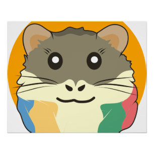 Cartoon Hamster mit mehrfarbigem Scarf Poster