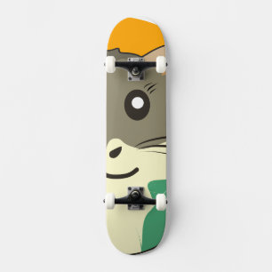 Cartoon Hamster mit mehrfarbigem Scarf Skateboard