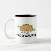 Cartoon Hand Drawn Taco Dinosaur Tacosaurus Rex Zweifarbige Tasse (Links)