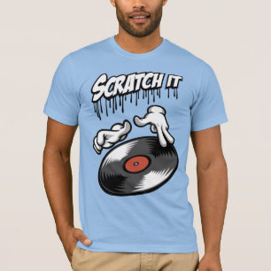 Cartoon-Hände und Hip-Hop-Platte T-Shirt