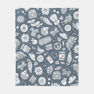 Cartoon handgezogene Hippie-Doodles nahtloses Must Fleecedecke