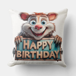 Cartoon Happy Birthday Illustration Kissen
