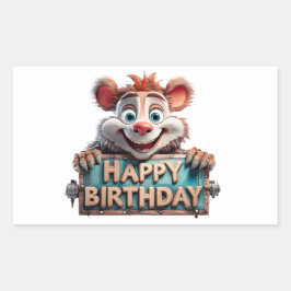 Cartoon Happy Birthday Illustration Rechteckiger Aufkleber