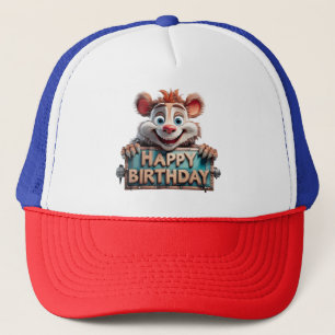 Cartoon Happy Birthday Illustration Truckerkappe