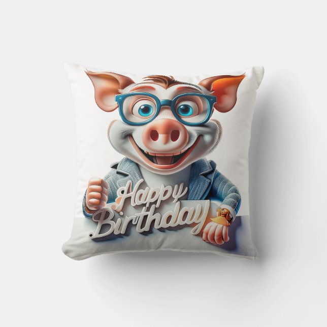 Cartoon Happy GeburtstagsIllustration Ein niedlich Kissen (Vorderseite)