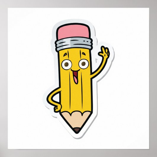 Cartoon Happy Pencil Poster (Vorne)