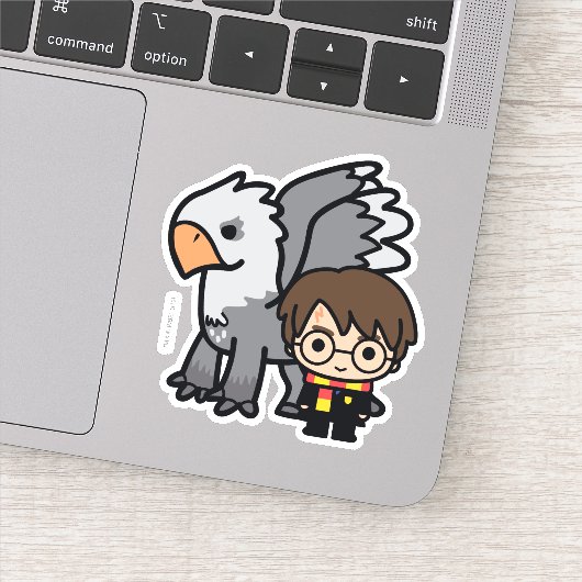 Cartoon Harry Potter and Buckbeak Aufkleber (Detail)