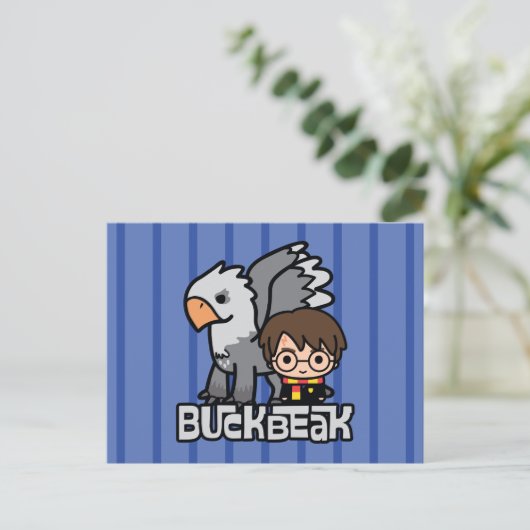 Cartoon Harry Potter and Buckbeak Postkarte (Stehend Vorderseite)