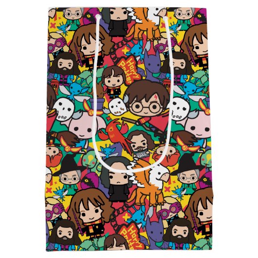 Cartoon Harry Potter Character Toss Pattern Mittlere Geschenktüte (Rückseite)