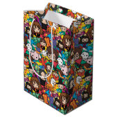 Cartoon Harry Potter Character Toss Pattern Mittlere Geschenktüte (Rückseite Schrägansicht)