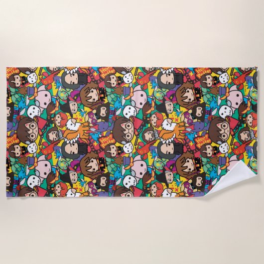 Cartoon Harry Potter Character Toss Pattern Strandtuch (Vorderseite)
