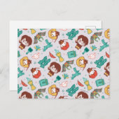 Cartoon HARRY POTTER™ Creations & Spells Pattern Postkarte (Vorne/Hinten)